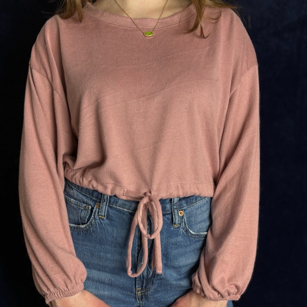 Altar'd State Blush Pink Tie-Front Blouse